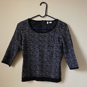 Moth Anthropologie Black and White Crew Neck Sweater